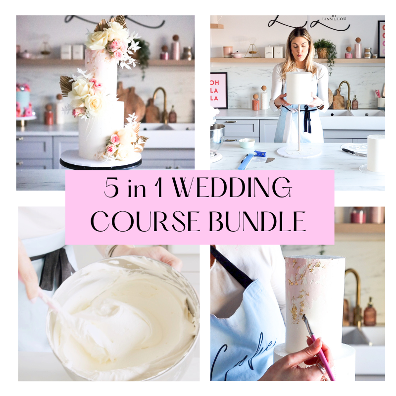 ONLINE 5 in 1 Floral Wedding Two-Tier Cake Course Bundle - ChellBells Cakes