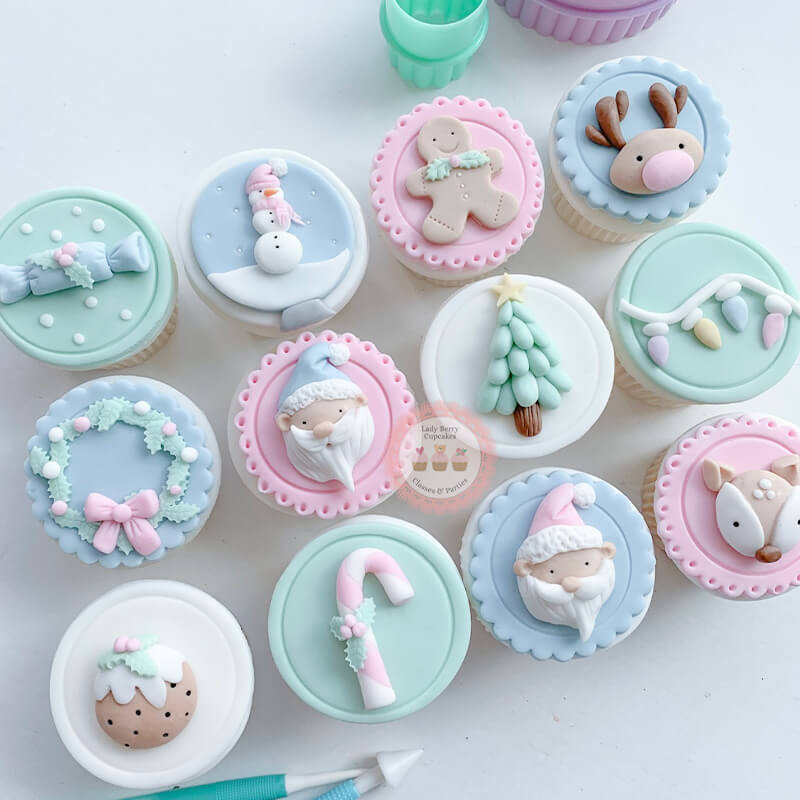 The Cute Pastel Christmas Class with LadyBerry Cupcakes at The LissieLou Cake School