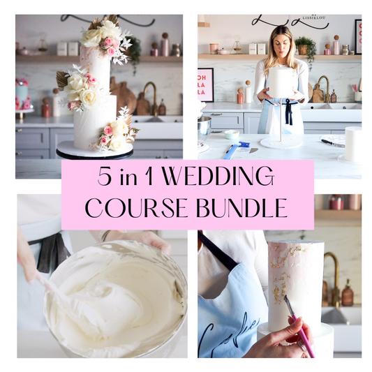 ONLINE 5 in 1 Floral Wedding Two-Tier Cake Course Bundle - ChellBells Cakes
