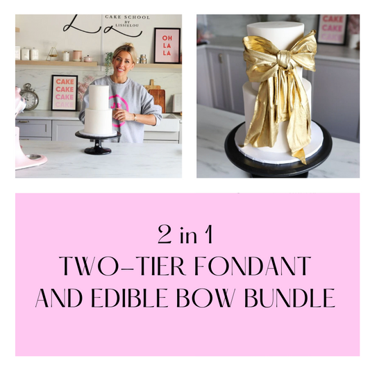 ONLINE 2 in 1 Cake Course - Two Tier Fondant and Bow - Jenna Rae Cakes